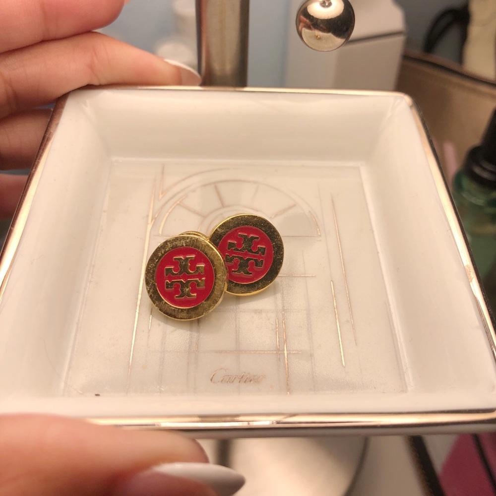 TORY BURCH LOGO EARRINGS